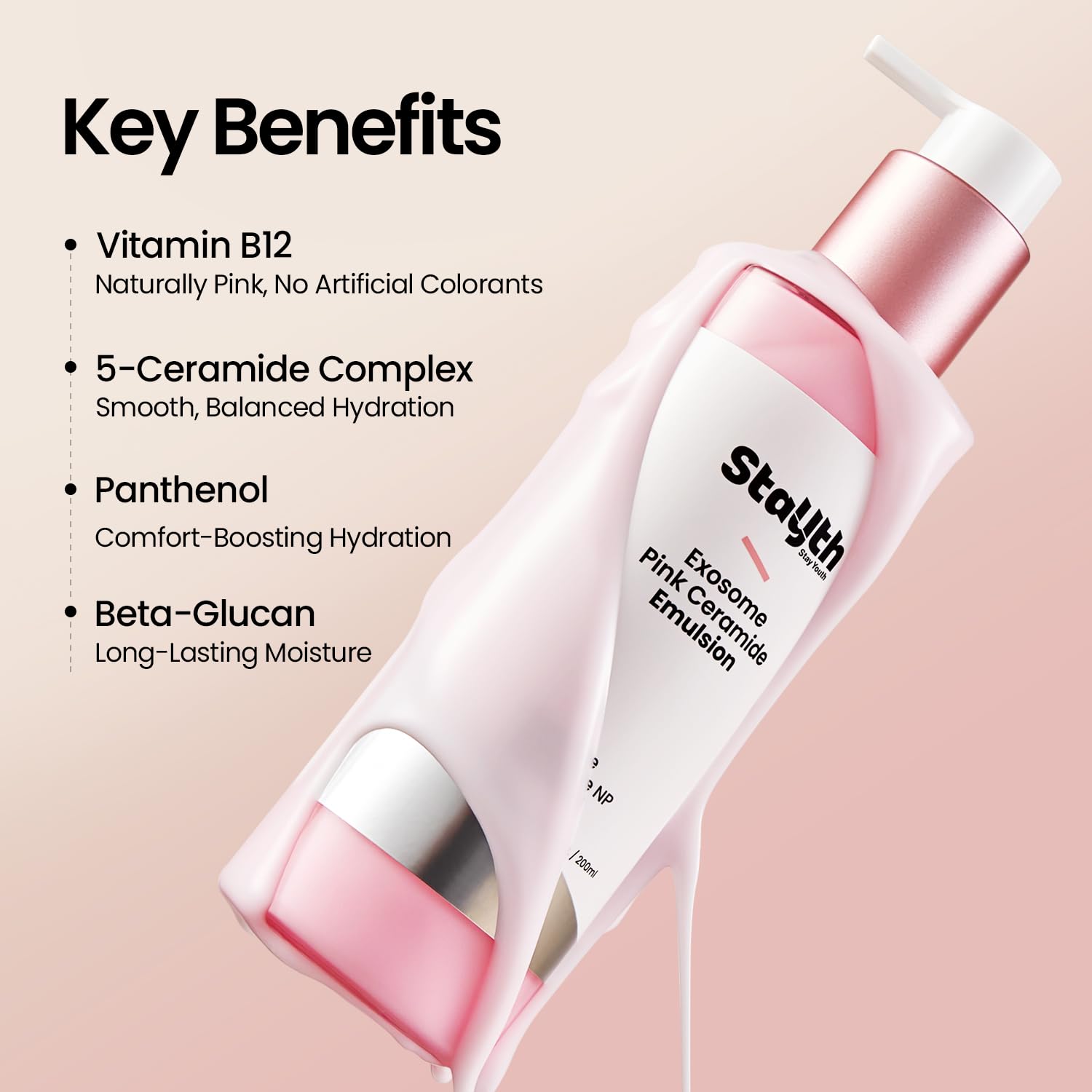Barrier Milk Pink Lotion, Hydrating Ceramide Moisturizer for Dry Skin, Lightweight Korean Facial Lotion with Exosome & Vitamin B12, Daily Moisturizer for Sensitive Skin, 200ml