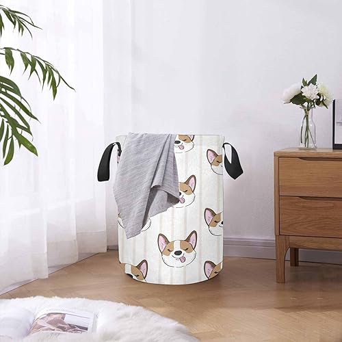 Miniatura 4 de InterestPrint Corgi Dog Head on White Home Corner Bin for Dorm and Family Freestanding Laundry Basket Collapsible Large Clothes Hamper Storage 14x17