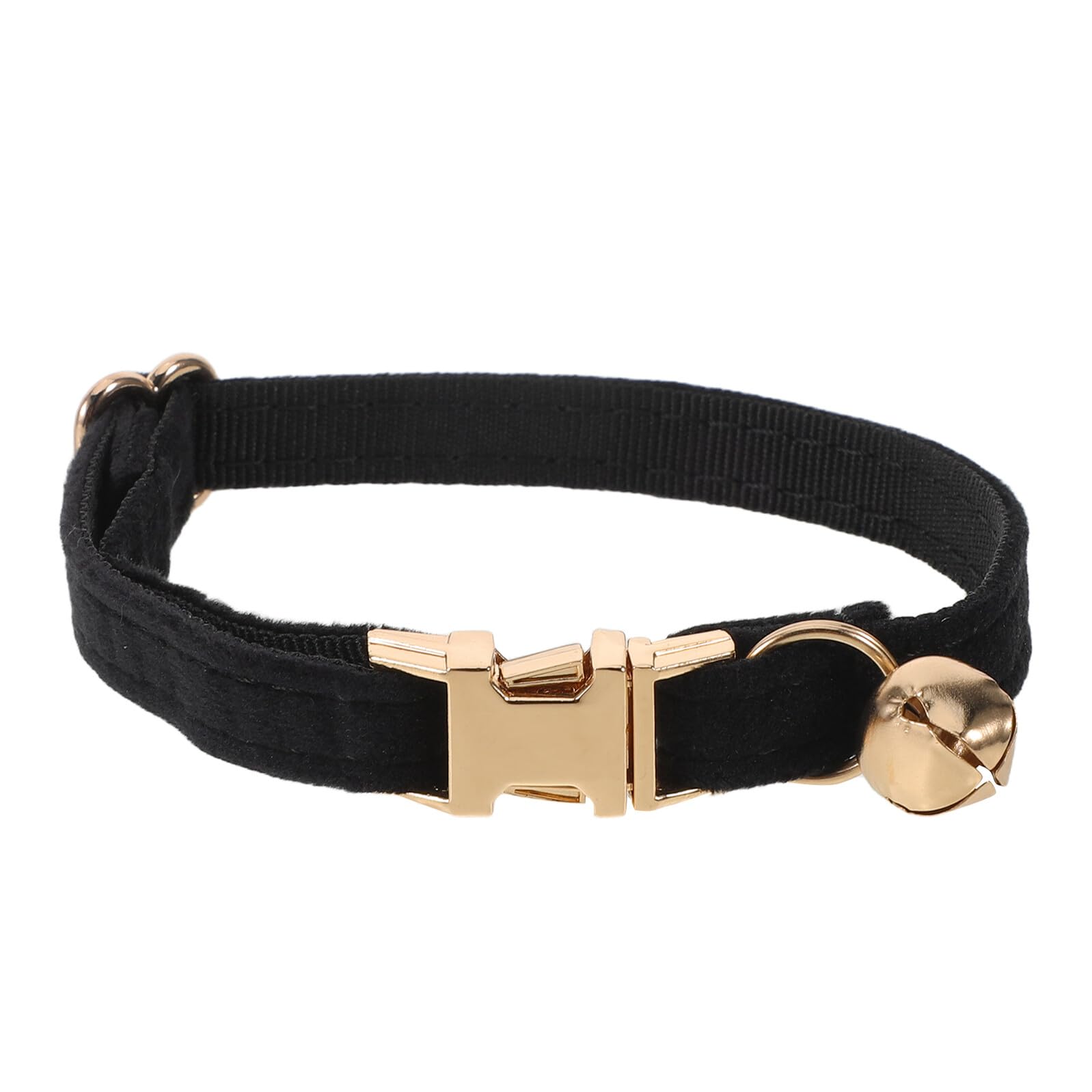 Collier Chat Velours Noir Ajustable avec Clochette et Boucle Dorée Collier Doux et Élégant pour Chatons Chats Petits et Chiots