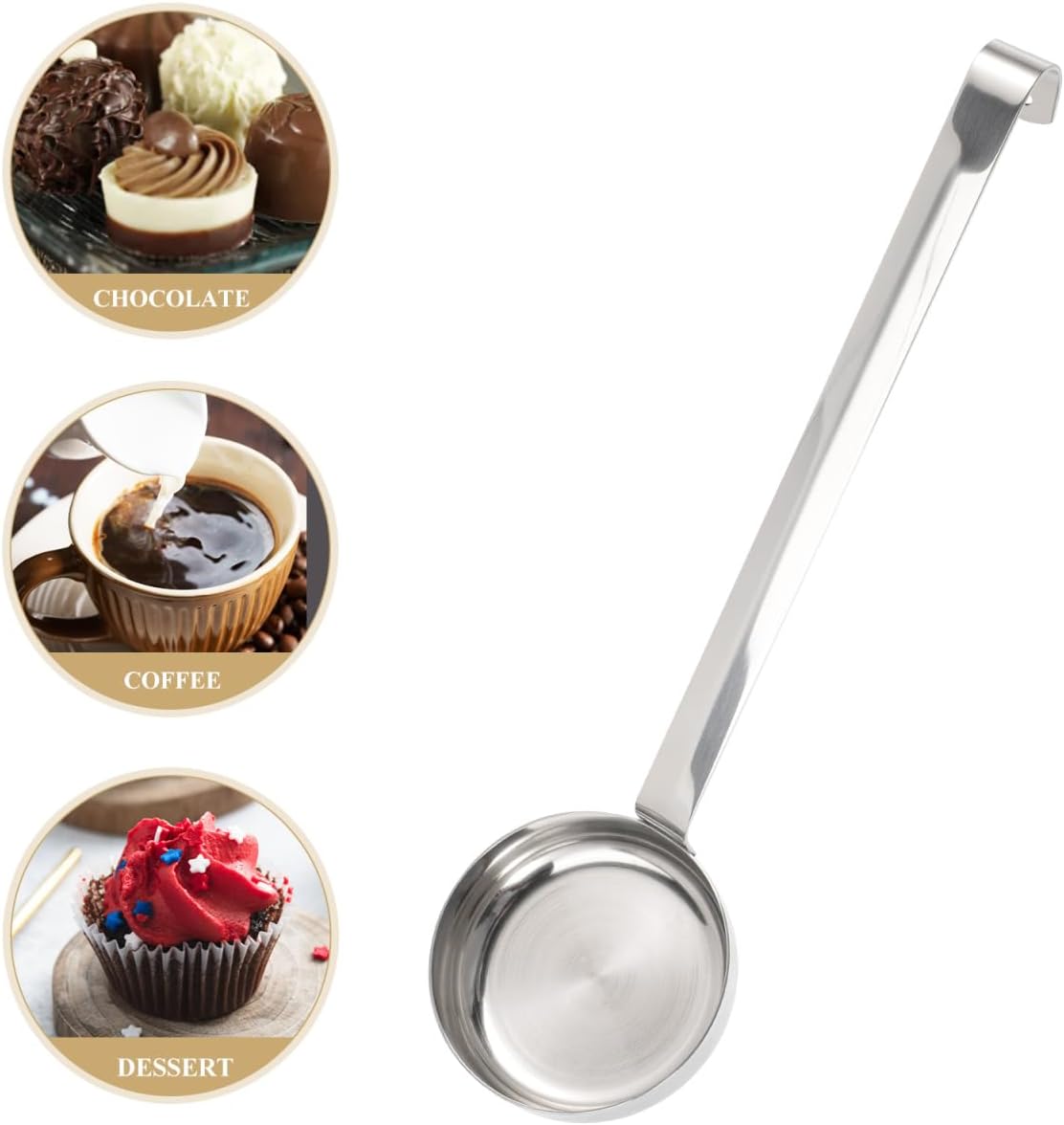 Hemoton Pizza Sauce Spoon Portion Ladle Gravy Ladle Soup Portioner Pizza Peel Dough Docker Flat Bottom Portion Serving Spoon Frying Tomato Stainless Steel Bucket