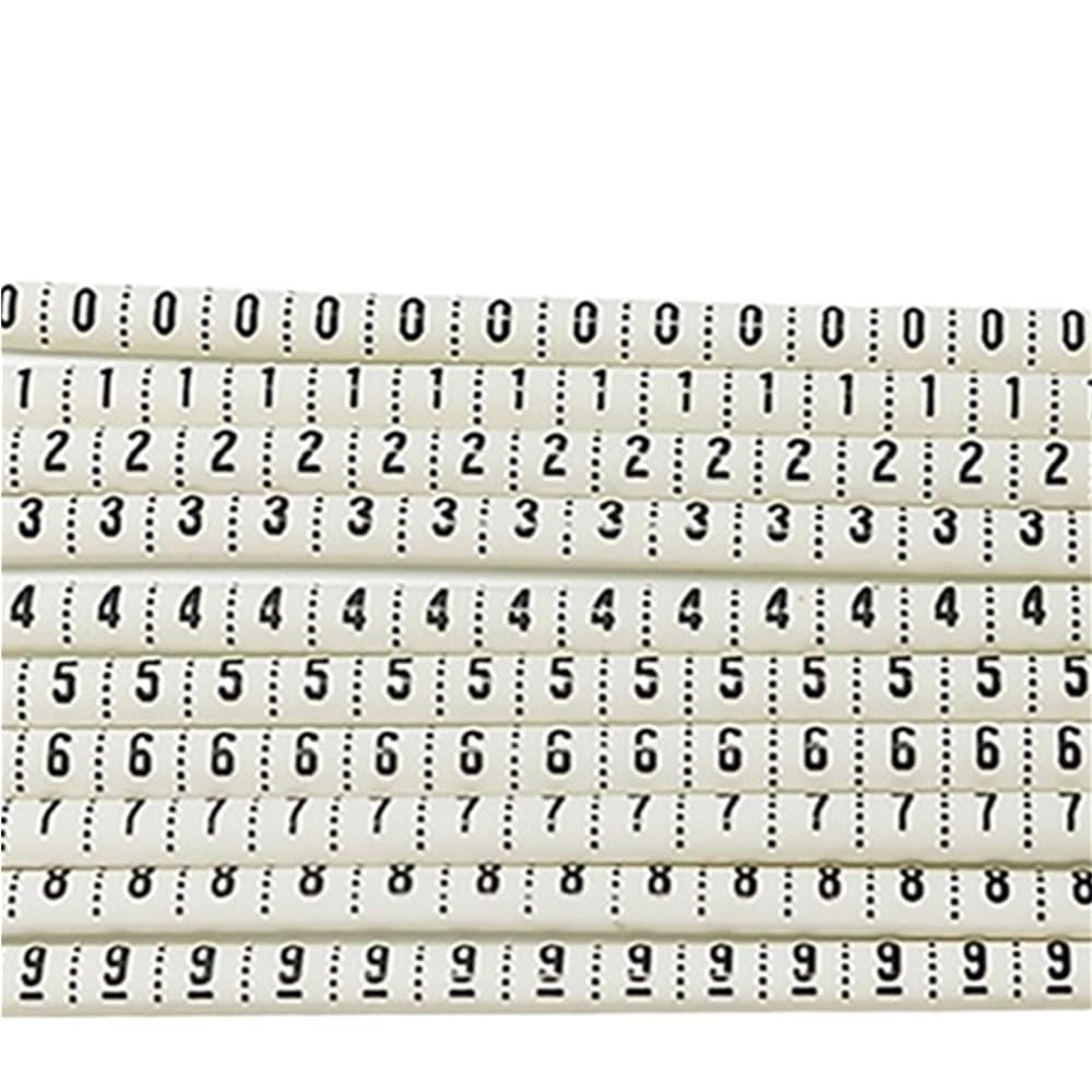 1000Pcs Printed Heat Shrink Tubing Cable Marker Number 0-9, PVC Marked Wires Shrink Ratio 2:1(White,8mm)