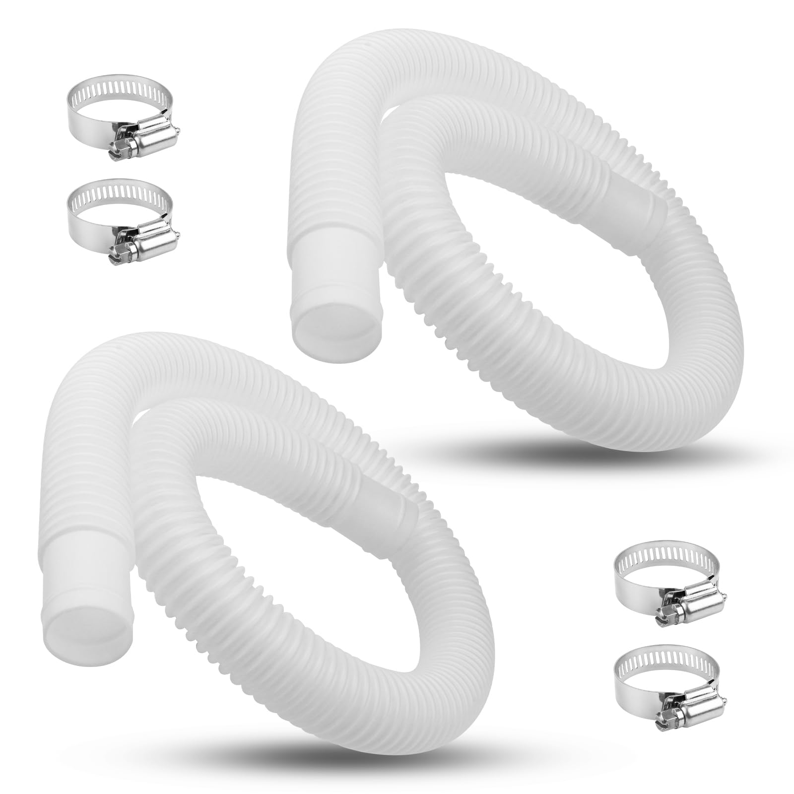 Photo 1 of 1-1/4 Inch x 3 Ft Pool Skimmer Filter Hose for Intex, Coleman & Summer Waves Above Ground Pool Skimmer, Pool Pump, Pool Filter, 1.25" Swimming Pool Return Suction Hose - 2 PCS