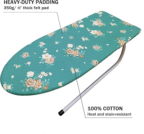 Miniatura 8 de Funda y almohadilla pequeña para tabla de planchar de 12.5 x 30 pulgadas, 3 pares de correas de cierre de velcro, bordes elásticos, mini cubierta de