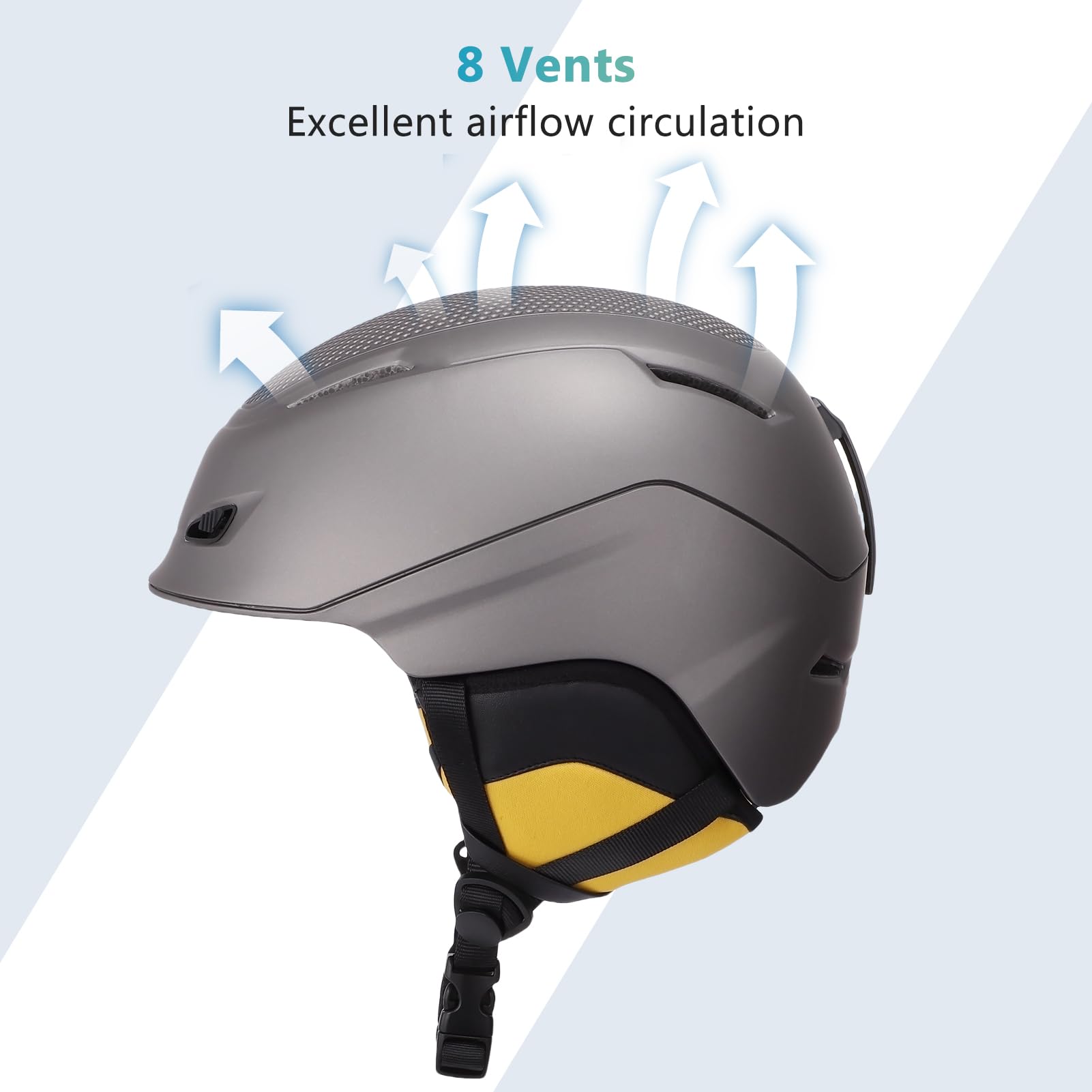 Fockety Kask Narciarski, Regulowany Kask do Jazdy na Nartach i Snowboardzie z Nausznikami, Wentylowany do Sportów Zimowych dla Mężczyzn, Kobiet, Młodzieży, Dorosłych, Dzieci