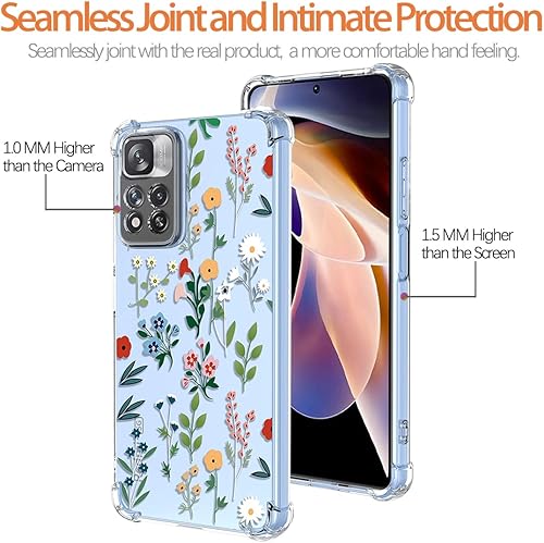 Miniatura 2 de Funda para Redmi Note 11 Pro Plus 5G, Poco X4 NFC, transparente con diseño TPU absorción de golpes Slim Flower Garden Pattern Protective Back Cover
