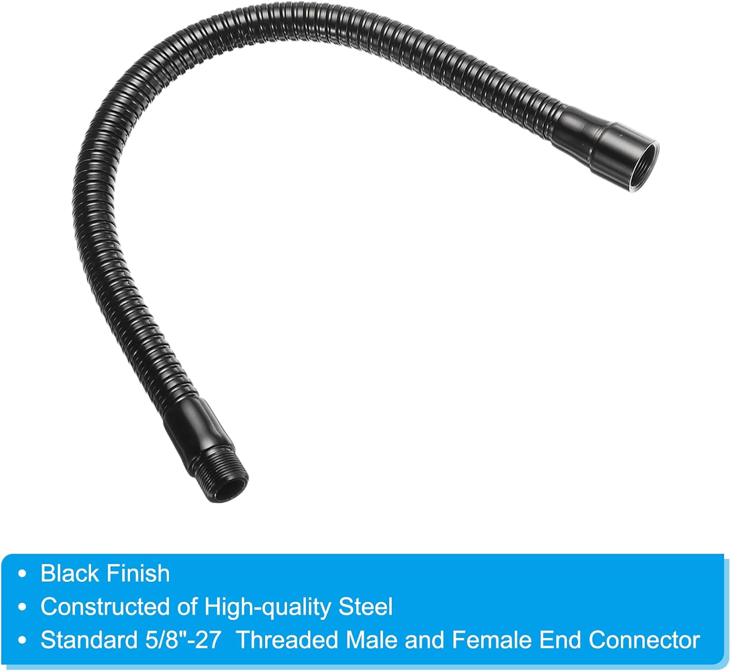 PATIKIL 15" Microphone Gooseneck, 2Pcs 5/8"-27 Thread Metal Universal Hose Flexible Arm Gooseneck Tube Extension for Multifunction DIY, Black