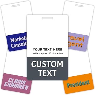 Personalized Print Badge Buddy - ID Vertical Pack of 24- Customizable Multiple Colors and Fonts Print On Both Sides Durable and Water Resistant Ideal for Teachers, Nurses, Doctors, Healthcare, Event
