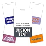 Personalized Print Badge Buddy - ID Vertical Pack of 50- Customizable Multiple Colors and Fonts Print On Both Sides Durable and Water Resistant Ideal for Teachers, Nurses, Doctors, Healthcare, Event