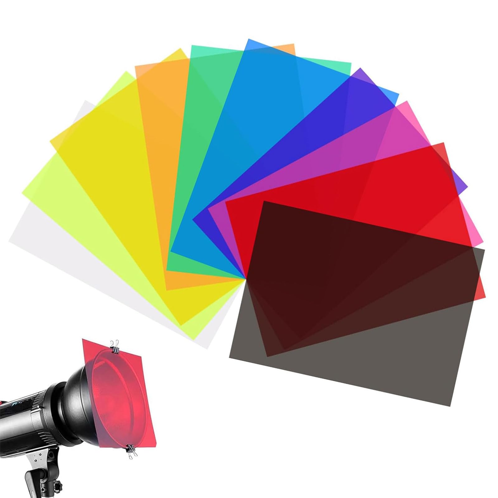 Gelatine Fotografiche,Gelatine Colorate per Luci,Fogli Acetato Colorati,Pellicola led per Vetro,Filtri Fotografici,9 Colori Formato A4,Filtro Luce Gel di Correzione del Colore