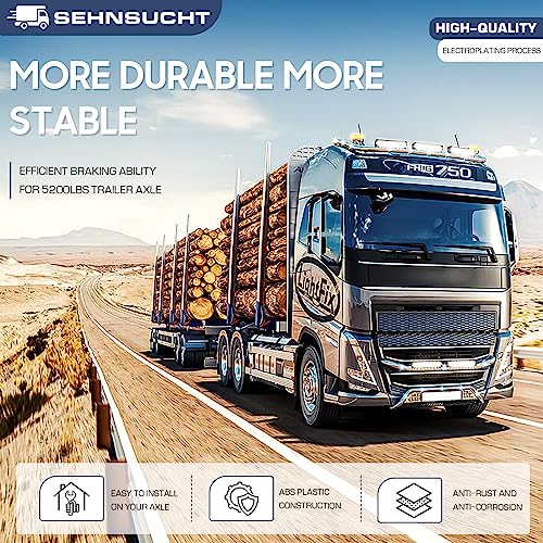 Image of Trailer Axle Electric Brake Kit, 6-Hole, 5.5 inch Bolt Circle Brake Drum with 12 inch x 2 inch Self Adjusting Electric Brakes for 5200lb-6000lb Axles, Replace 12 inchBrake Hub Drum(A Pair)
