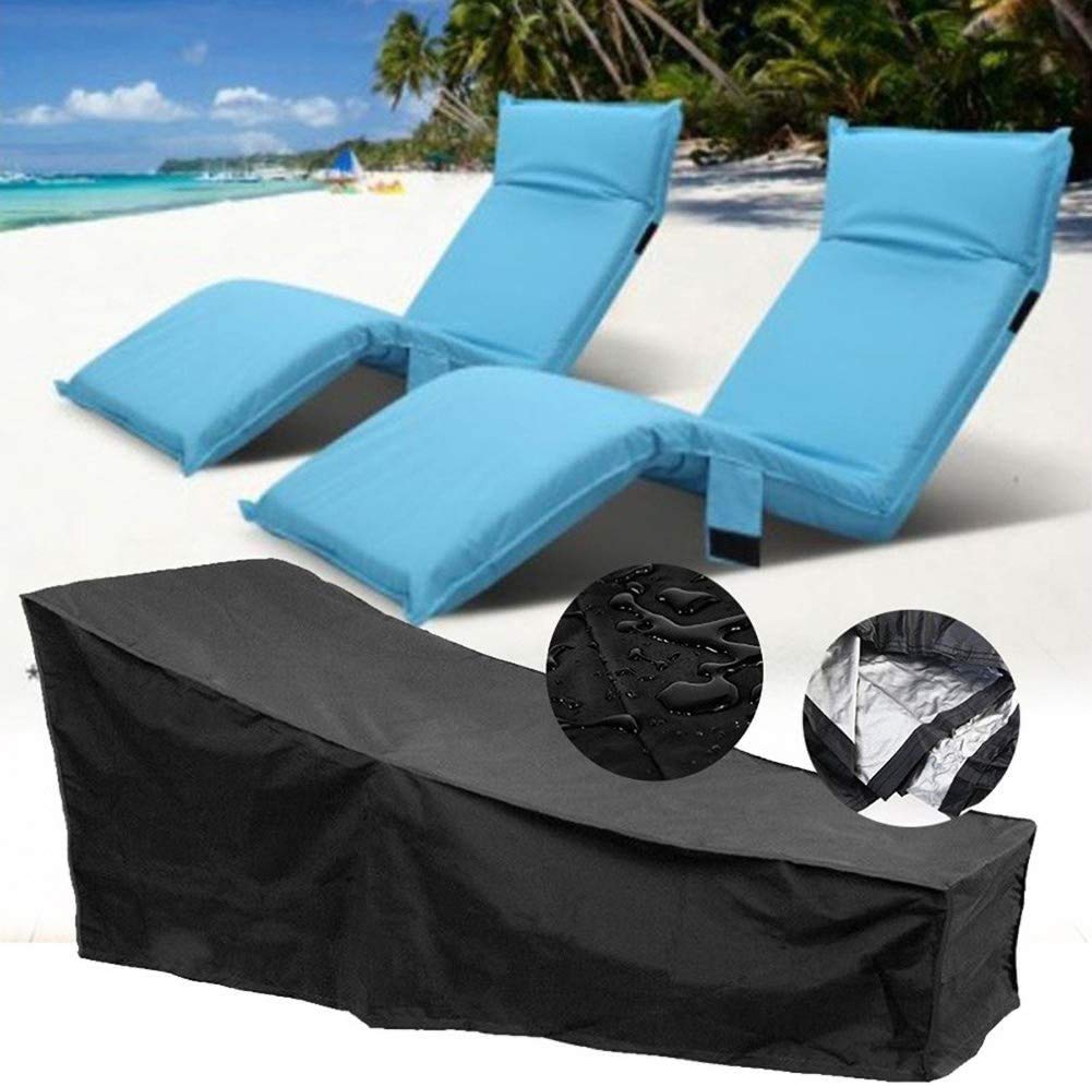 Housse pour Chaise Longue Jardin. Tissu Oxford 420D.Chaise Longue de Jardin Noire. Tissu Oxford sur Les Meubles de Balcon de Jardin. pour protéger Contre l'humidité, la Pluie et l'exposition.