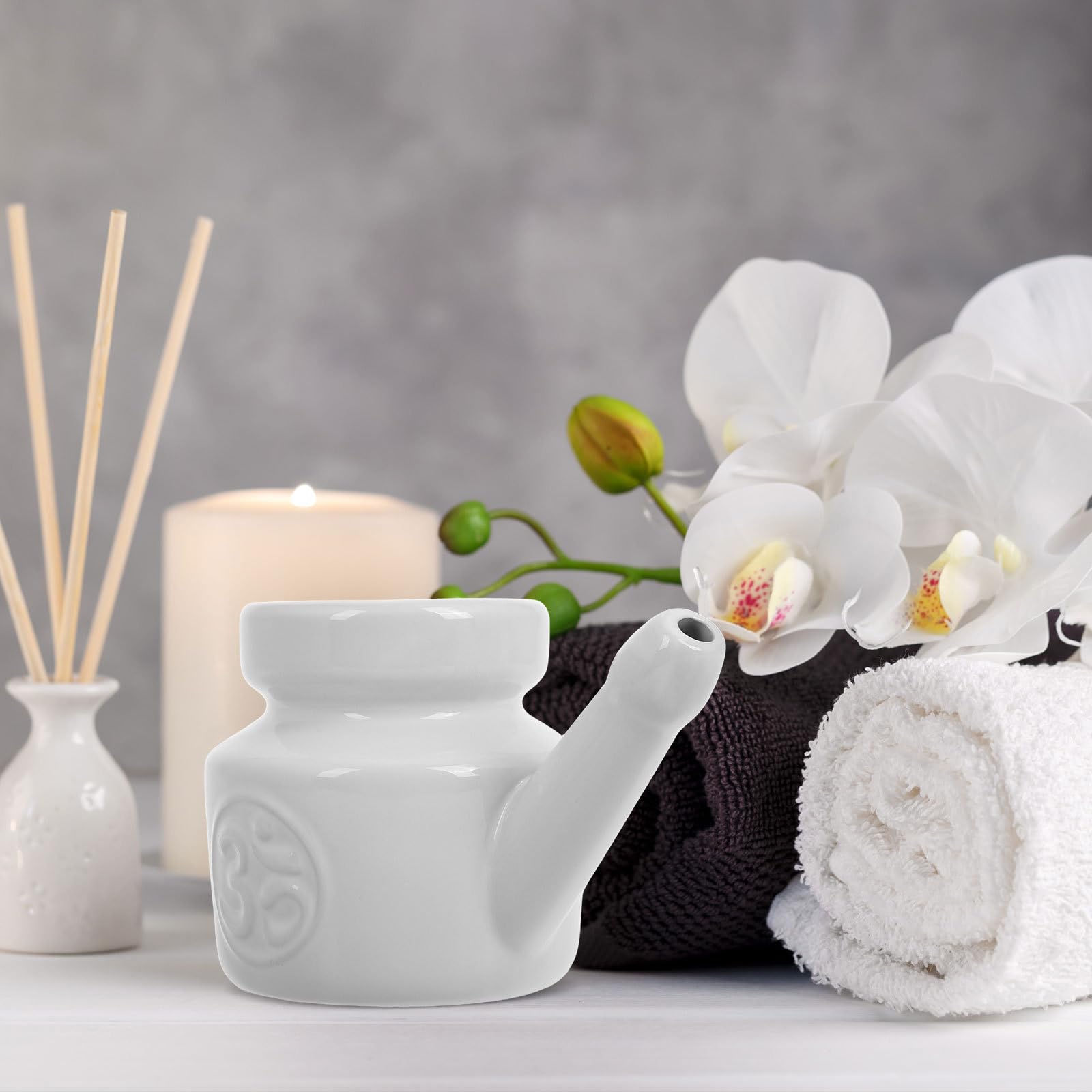 Healvian Lot de 2 marmites Neti en céramique pour le nez, le rinçage nasal, le rinçage nasal, bouteille de lavage du nez, bouteille de nettoyage nasal