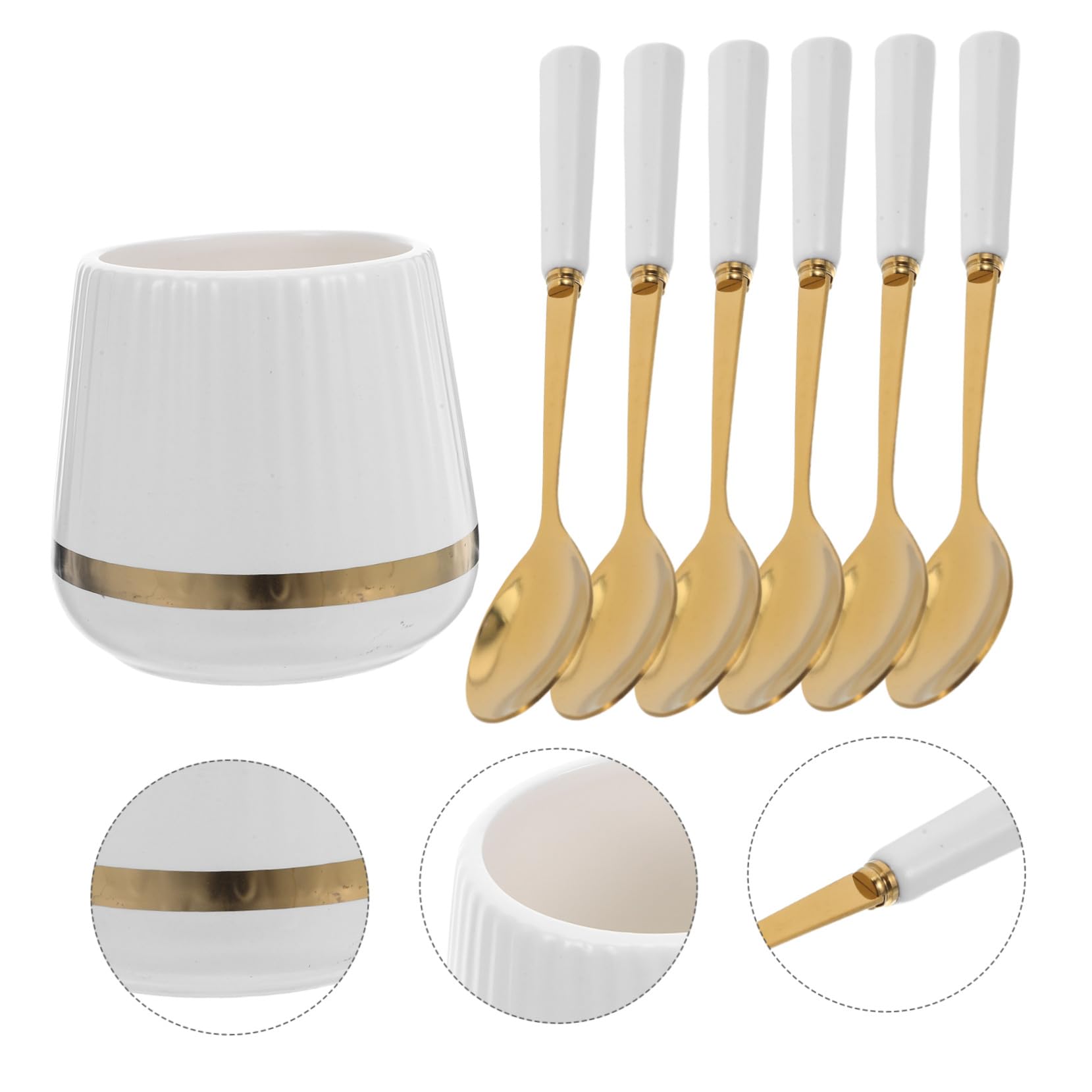 ABOOFAN Pot de rangement à cuillère à fourche petites cuillères à fruits porte-couverts pour la fête porte-couverts pour comptoir céramique