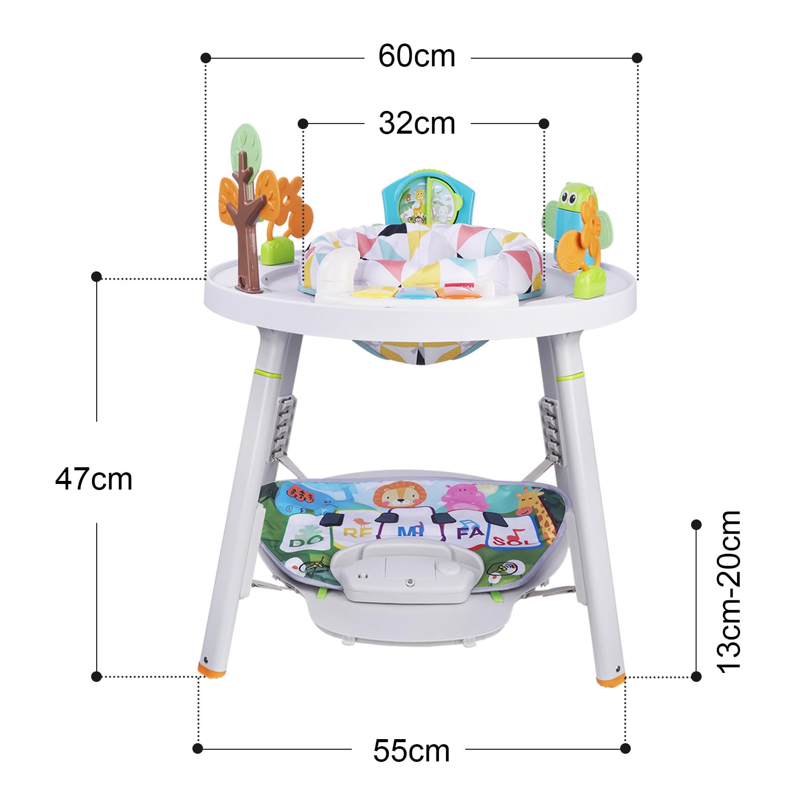 Saltador y Mesa de Actividades 4 en 1 Silla de Comedor Mesa de Juguetes Mesa de Aprendizaje Regulable en Altura Regalo para Bebés