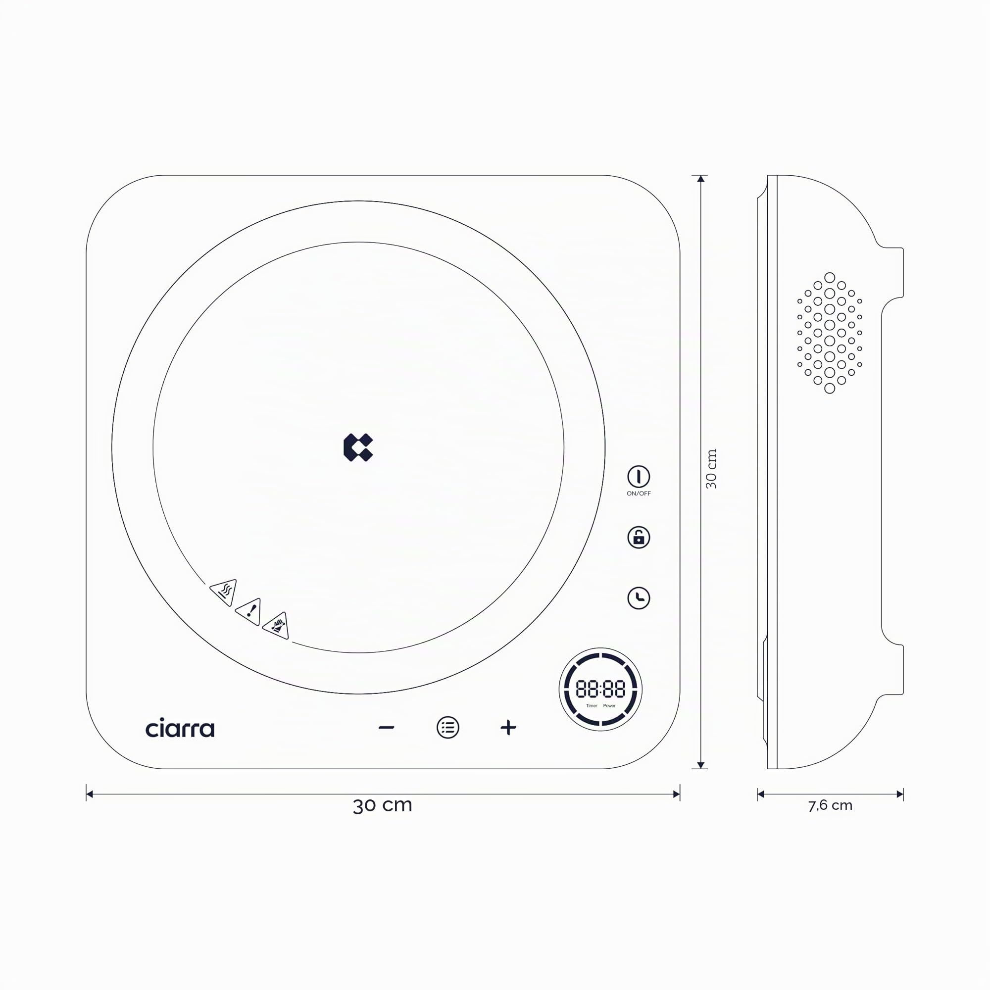 Ciarra Plaque de Cuisson à Induction, Portable, 2000 W, 8 Nveaux de Puissance, Minuterie de 240 Minutes, Commande Tactile, Orange