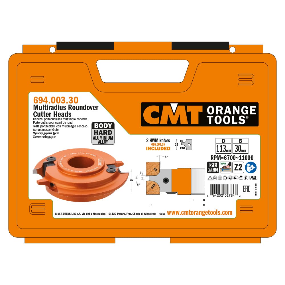 CMT ORANGE TOOLS 694.003.30 - HARTMETALL-RADIUSMESSERKOPF R5/10 D=113X25X30