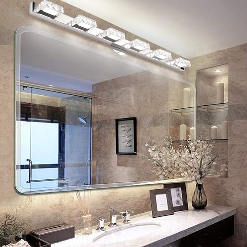 Miniatura 2 de Aipsun Luces de tocador de cristal de 24.4 pulgadas, modernas luces LED de tocador para accesorios de iluminación de baño, lámpara de pared moderna