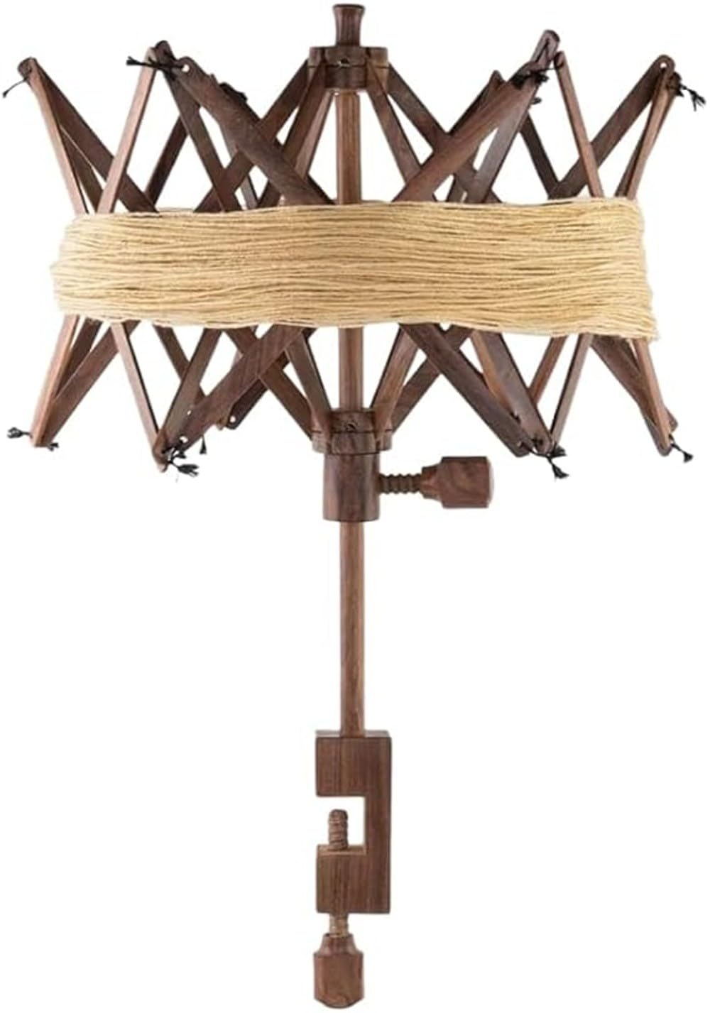 Wooden Yarn Ball Winder & Swift – Handcrafted Rosewood & Beech Yarn Bobbin Winder for Knitting & Crocheting | Umbrella Yarn Swift with Center Pull Wool Holder (Brown, Umbrella Swift)