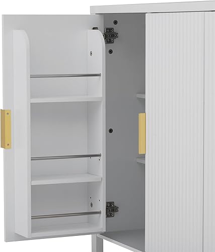 Miniatura 202 de Aparador moderno y elegante con patas y asas de metal dorado y estante ajustable, mesa consola clásica de 60 pulgadas, mesa de sofá, mesa de entrada