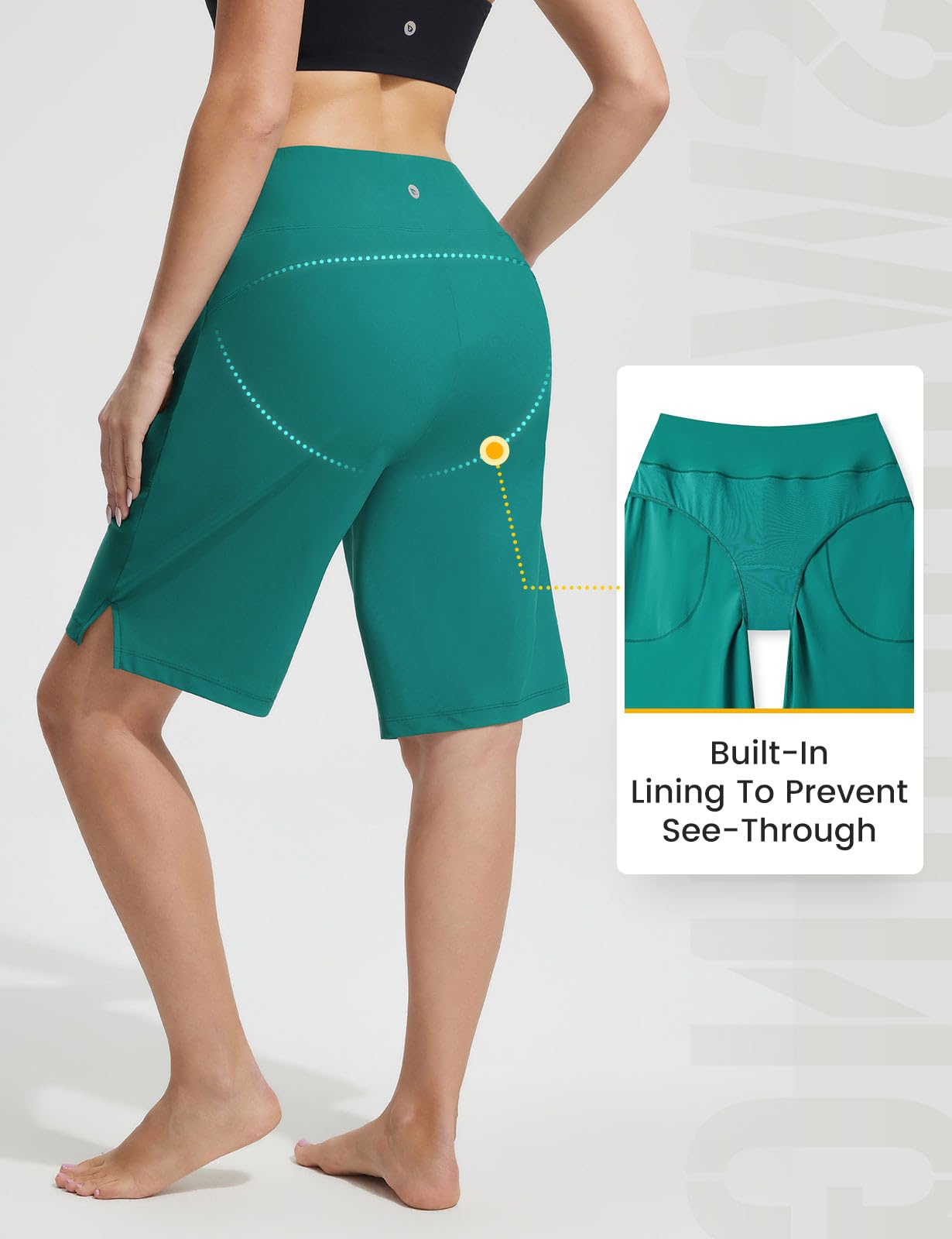 baleaf Pantalones cortos de natación para mujer, bermudas de 11 pulgadas, pantalones cortos largos con bolsillos, secado rápido, con cordón, parte inferior de bikini