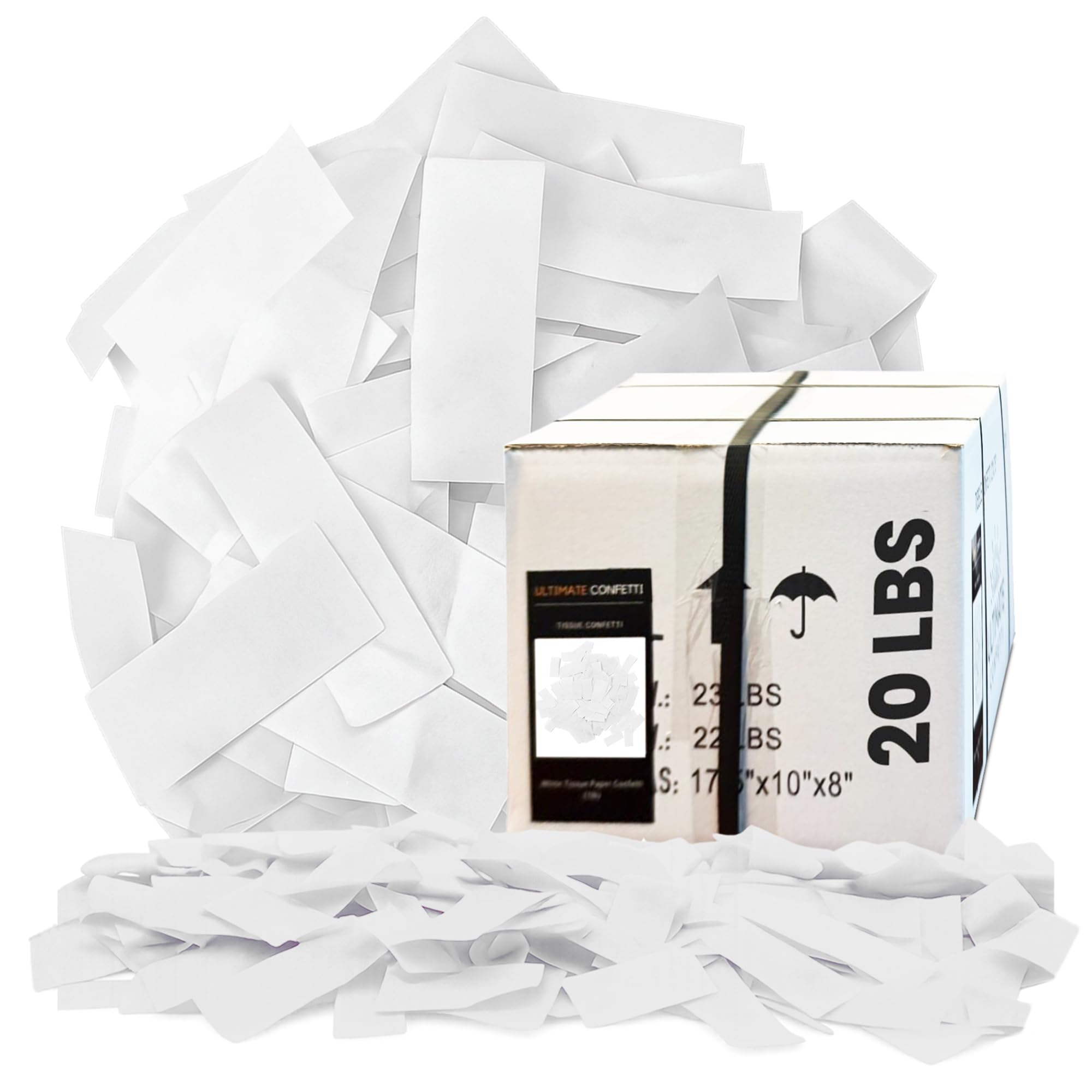 Ultimate Confetti - Rectangular White Tissue Paper Confetti - 20 lb