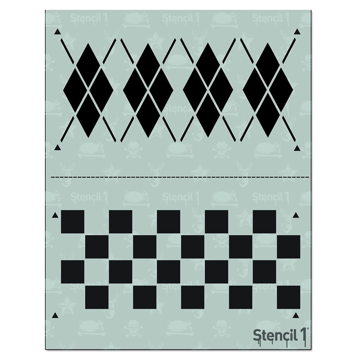 Stencil1Argyle & Checks Repeat Pattern Stencil - Durable Quality Reusable Stencils for Painting - Create Stencil Crafts and Decor - Decor on Walls Fabric & Furniture Recyclable Art Craft - 8.5" x 11"