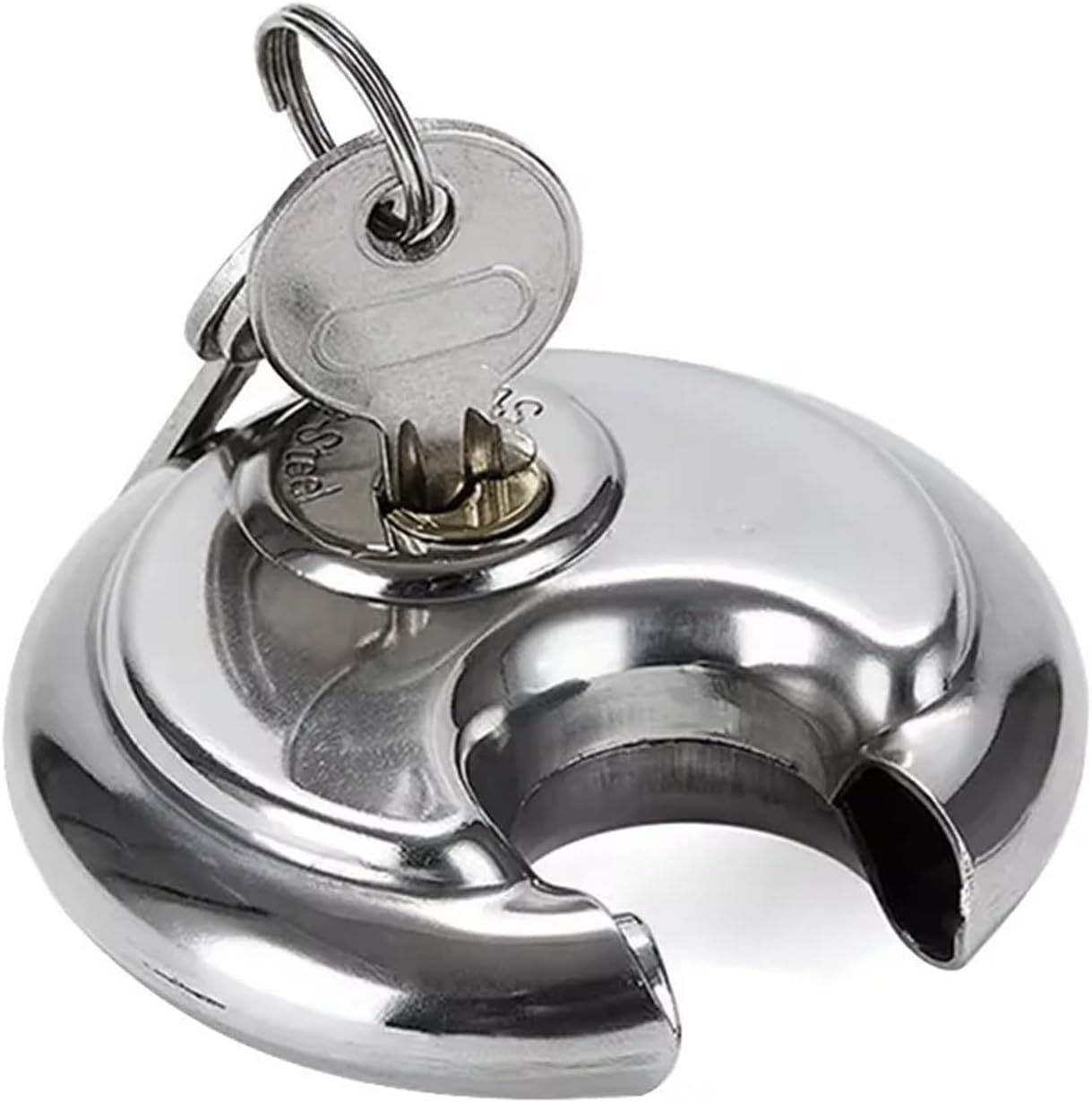 Round Padlock Stainless Steel Lock Blade Lock, Horizontal Unlocking 1Pcs