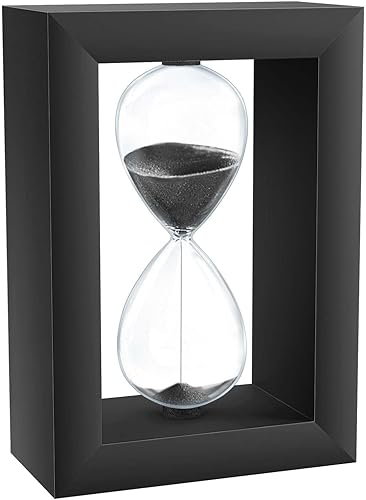 Miniatura 1 de Temporizador de arena de 60 minutos, reloj de arena negro de 60 minutos, reloj de arena con marco de madera de una hora, reloj de arena de 1 hora,