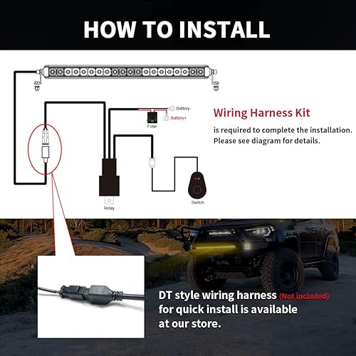 Miniatura 7 de Lasfit Barra de luz ámbar de 22 pulgadas, haz combinado de inundación de una sola fila, barra de luz LED amarilla para luz de conducción, barra de