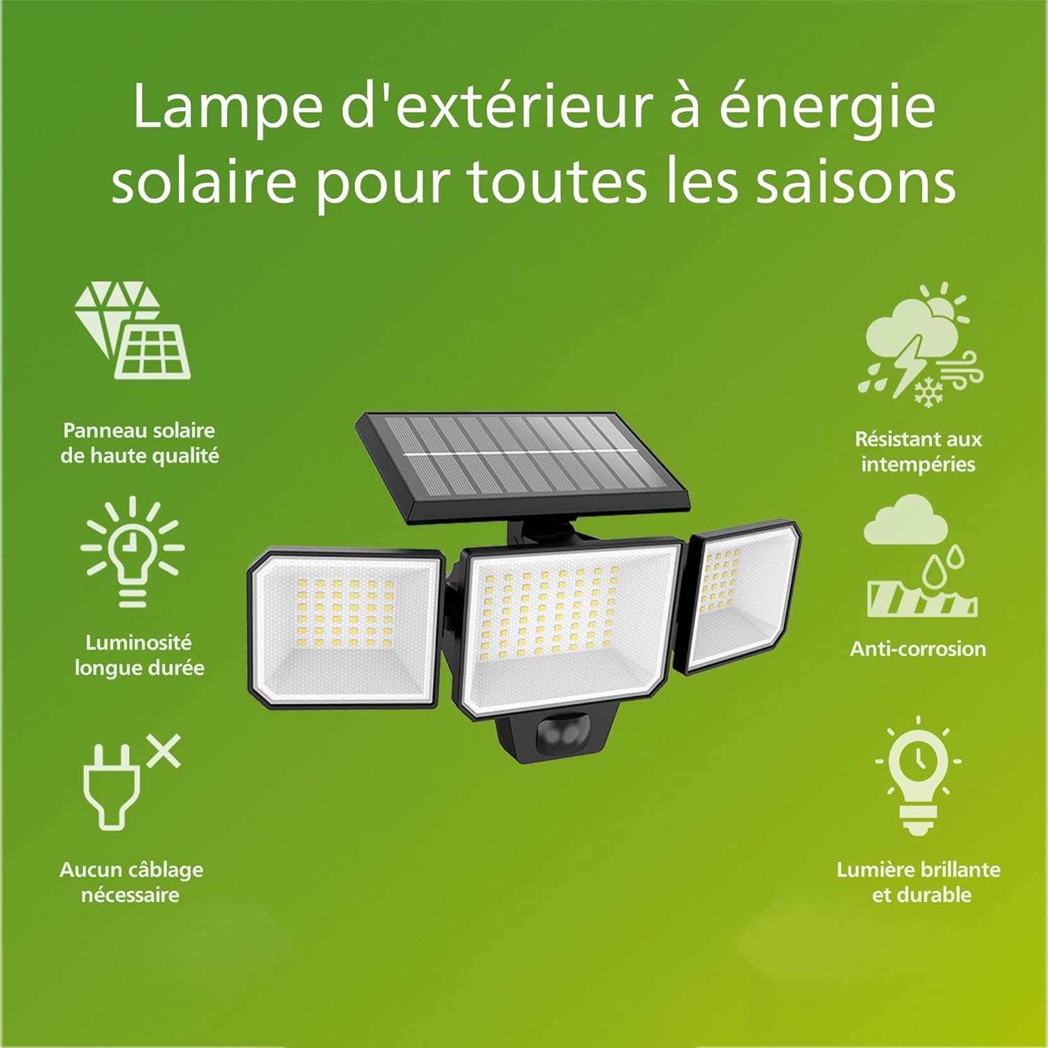Philips LED, Applique Murale Projecteur Solaire Fyce +Détecteur,2700K, Noir