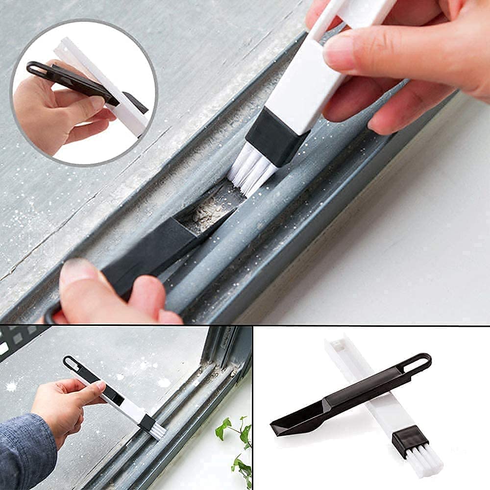 WEHXZP Combo of Window Groove Frame Cleaning Brush and Window Slot Keyboard Dust Cleaning Brush with Mini Dustpan (Multicolor) 1