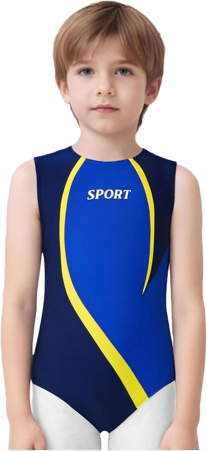 Yhong Kids Boys Gymnastics Sports Leotard Ballet Dance Costume Workout Training Sleeveless Leotard