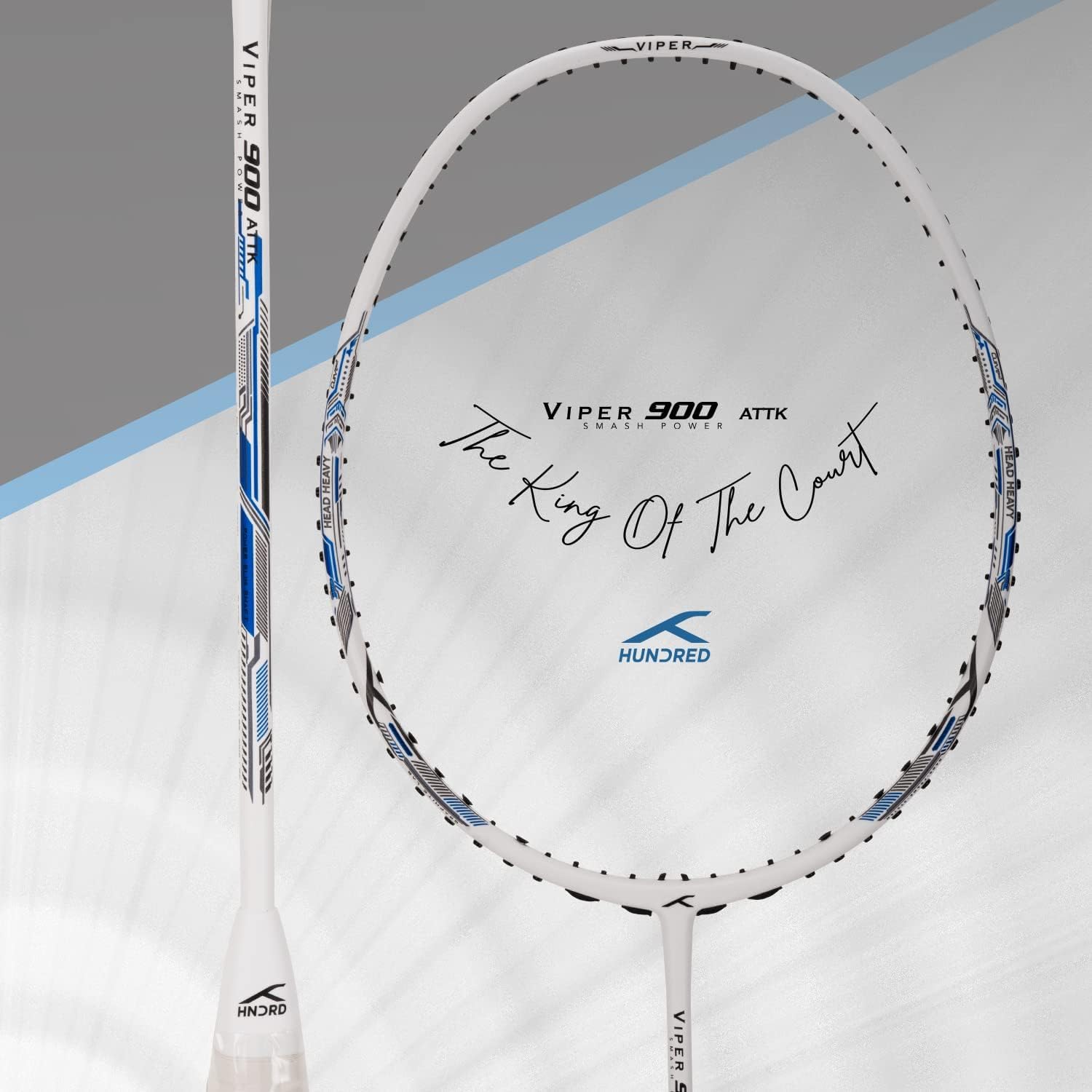 HUNDRED Viper 900 Carbon Fibre Strung Badminton Racquet with Full Racquet Cover | for Intermediate Players | 79 Grams | Badminton Gifts Maximum String Tension - 32lbs