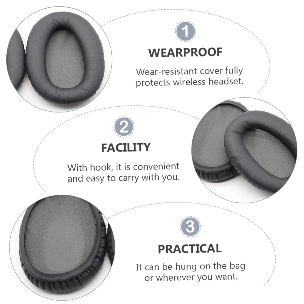 Uonlytech 3pares Almohadillas para Auriculares WH-CHN De Almohadillas De Repuesto Confort y Aislamiento De Sonido Fácil Instalación Compatible con
