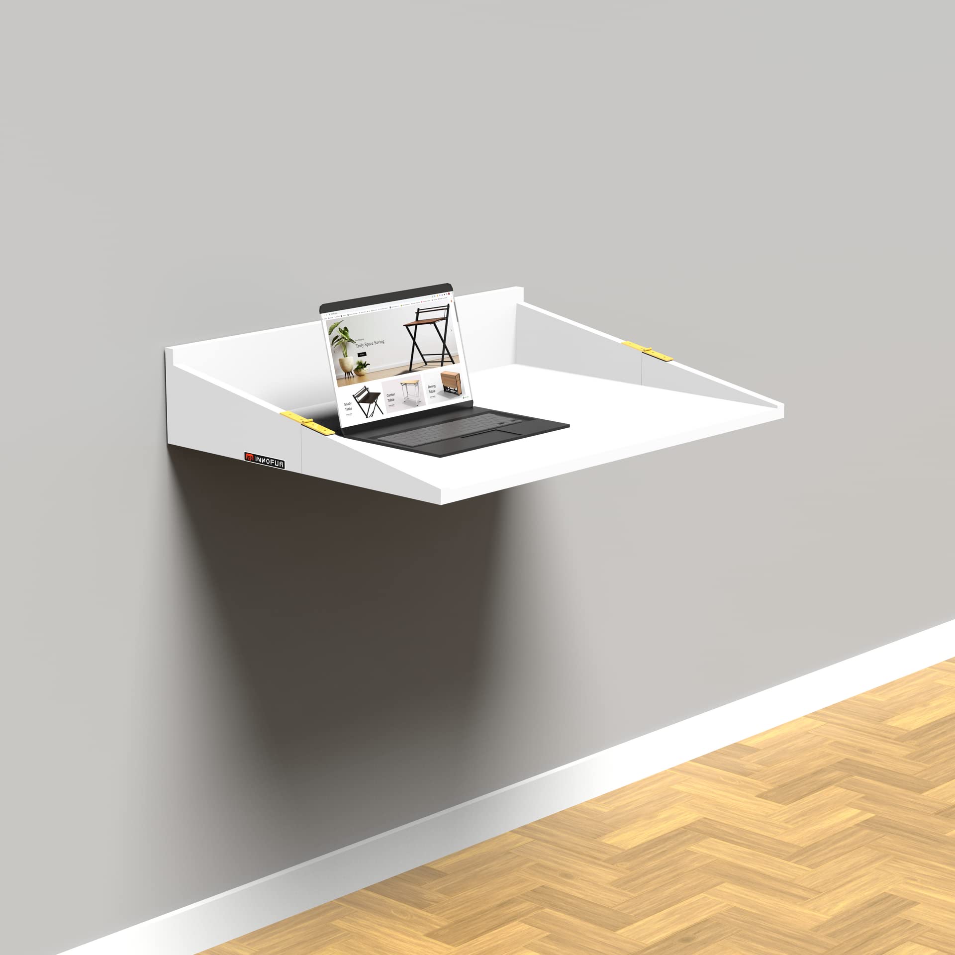 InnoFur Seta Wall Mounted Foldable Study/Laptop/Reading/Utility Table for Home and Office (White, Small, Engineered Wood)