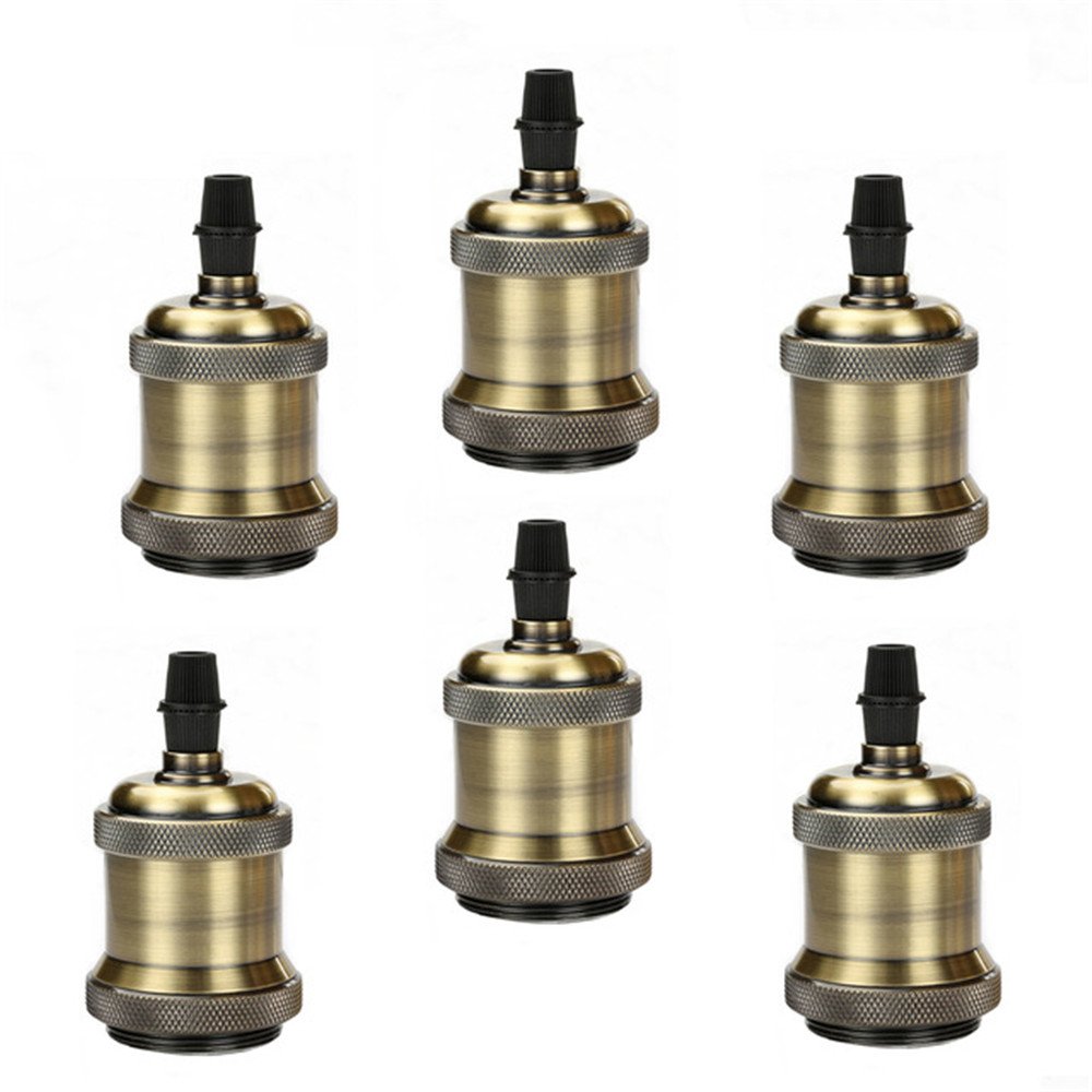 Lot de 6 douilles Edison E27 en cuivre pour lampe à suspension avec culot à vis 110 V-250 V