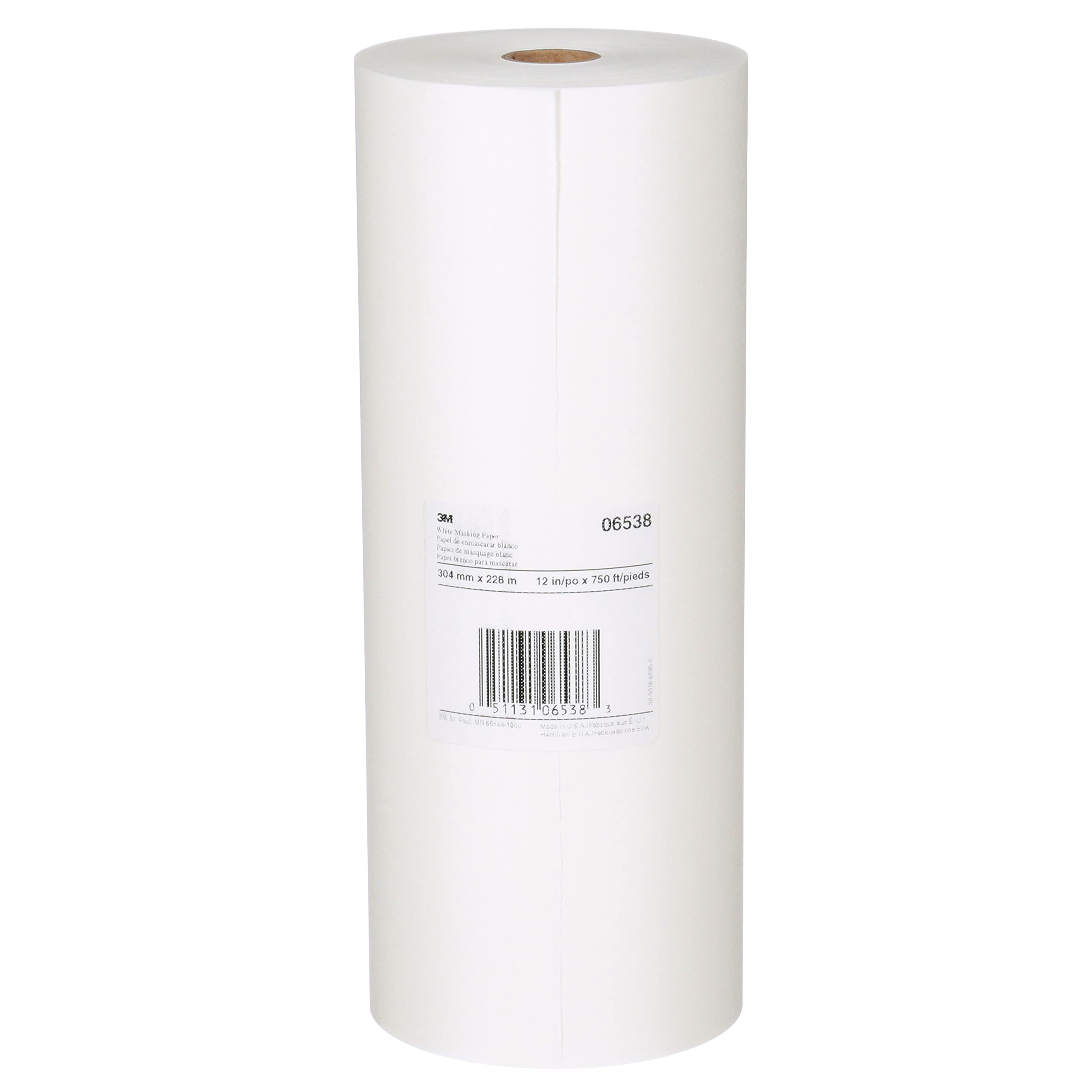 3M 06538 Papel de enmascarar blanco de 12 pulgadas x 750 pies, caja de 3