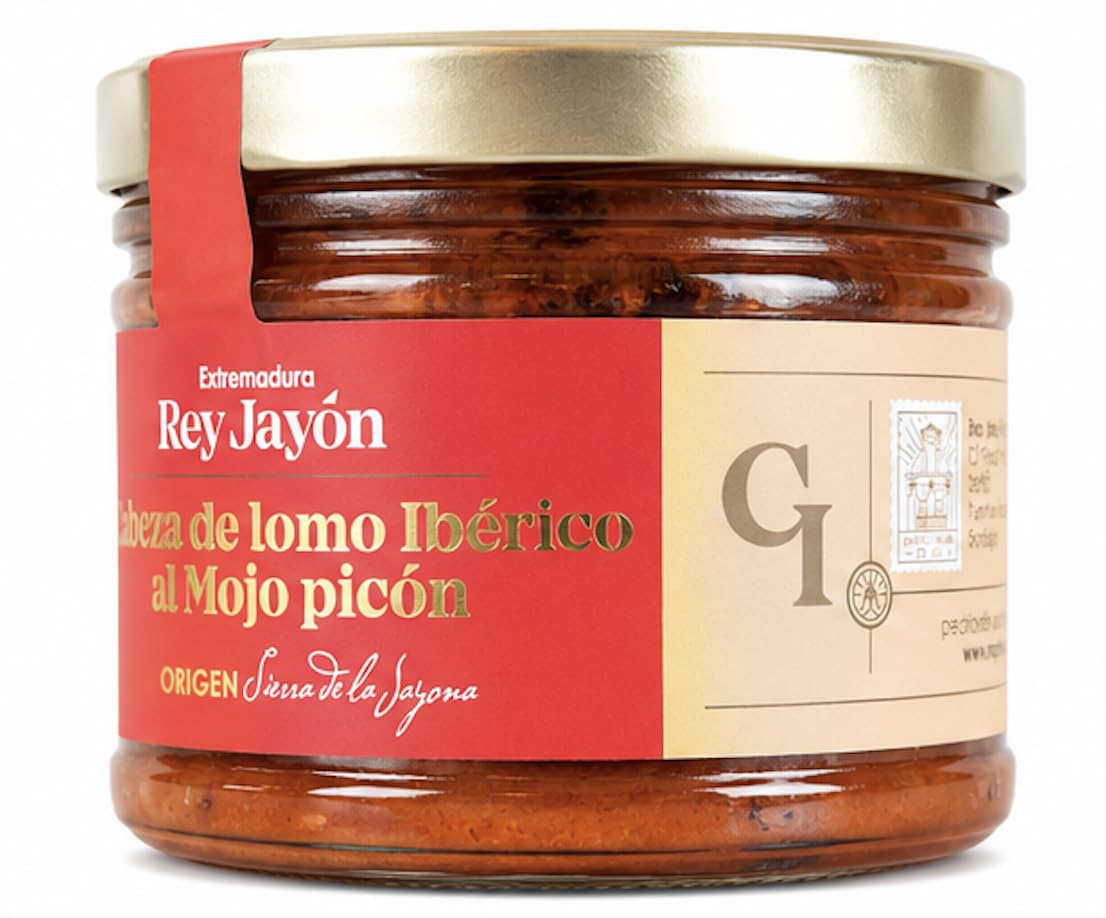 Cabeza De Lomo Ibérico Al Mojo Picón. Envase de 400grs. Elaboración artesanal a base de cabeza de lomo de cerdo ibérico. Conservas Gourmet