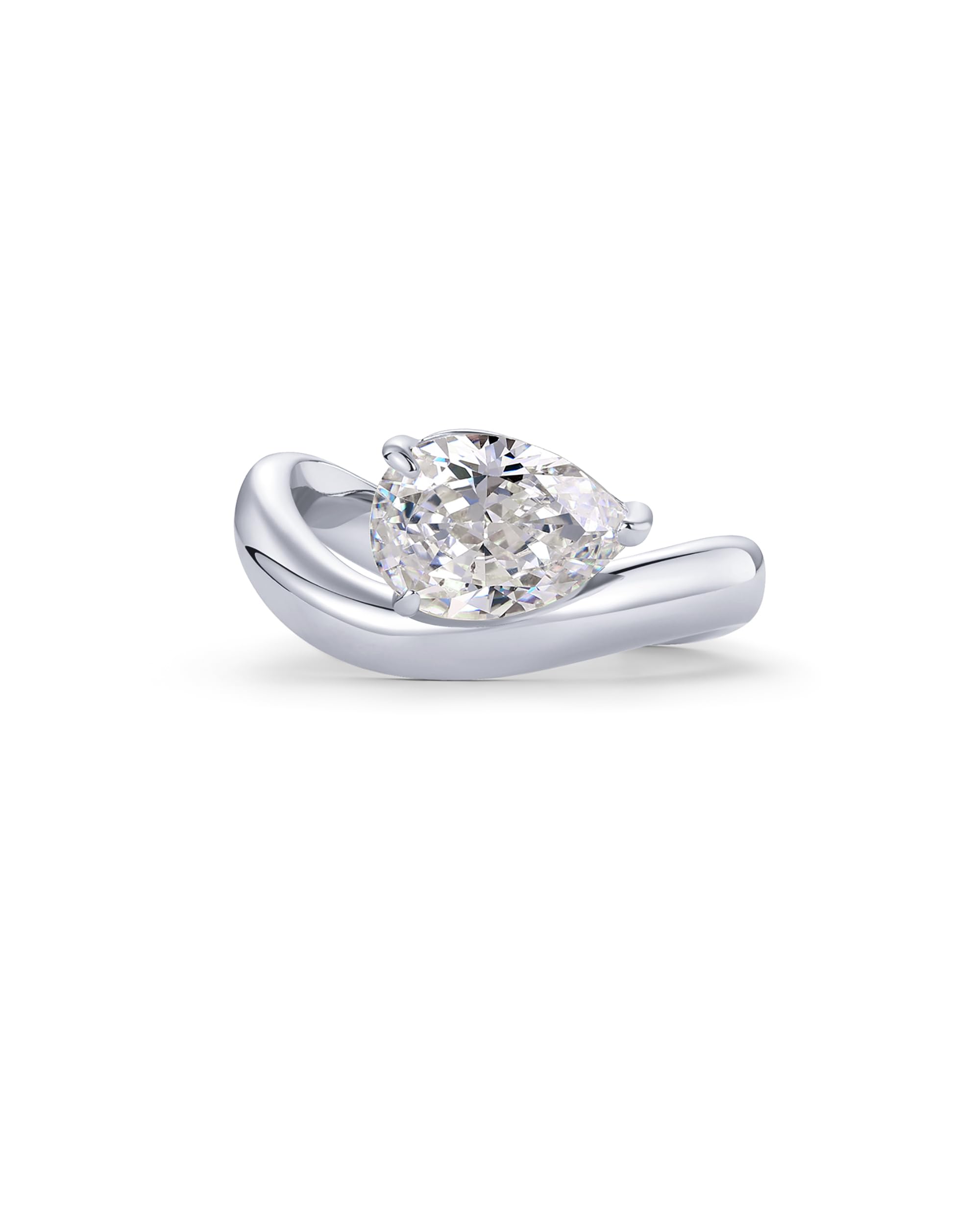 PAVOI 14K Gold Plated Wavy Engagement Ring for Women | Solitaire Cubic Zirconia Wedding Band & Promise Rings for Her | Trendy Fashion Jewelry