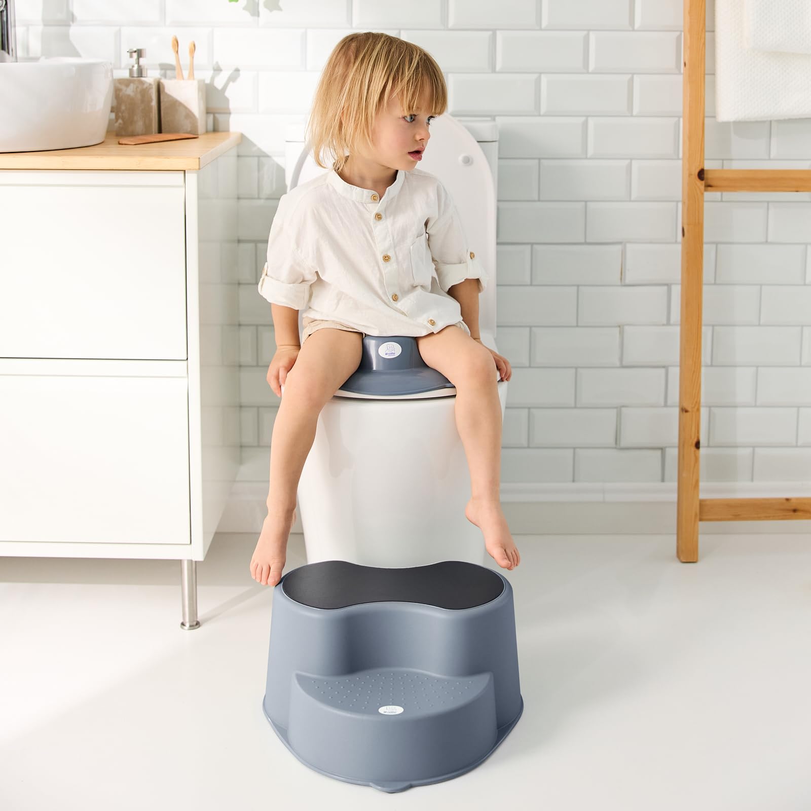 Rotho Babydesign TOP Riduttore WC Con Scaletta, Regolabile In Altezza, Antiscivolo E Pieghevole, Per Bambini Dai 18 Mesi, Blu