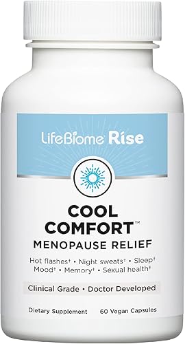 LifeBiome Rise Cool Comfort, alivio de la menopausia de grado clínico, formulado por médicos, Ashwagandha KSM-66, extracto de fenogreco, cohosh