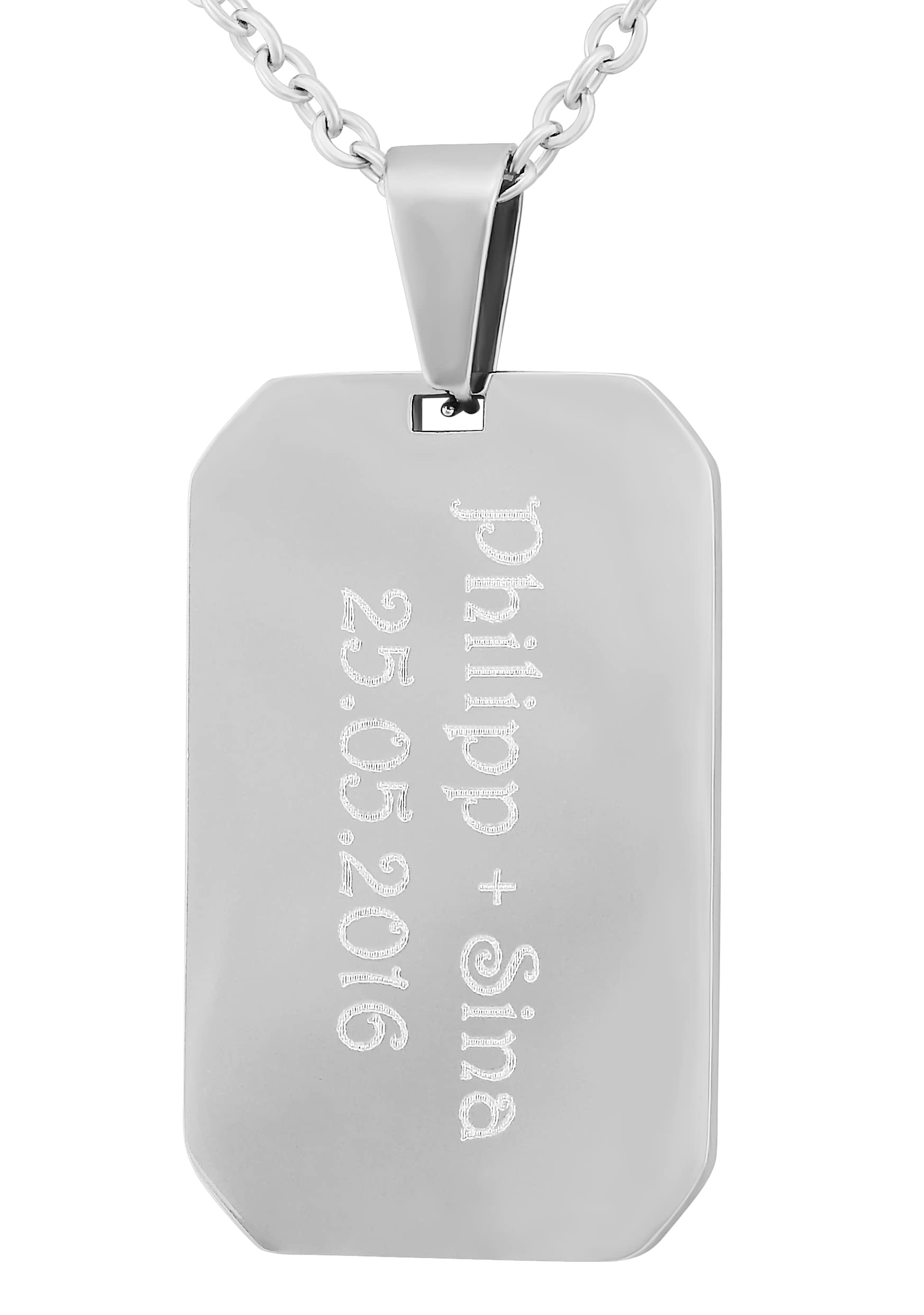 Personalisierte Dog Tag Halskette Aus Edelstahl – Mit Gravur, 50 Cm, Für Ihn & Sie