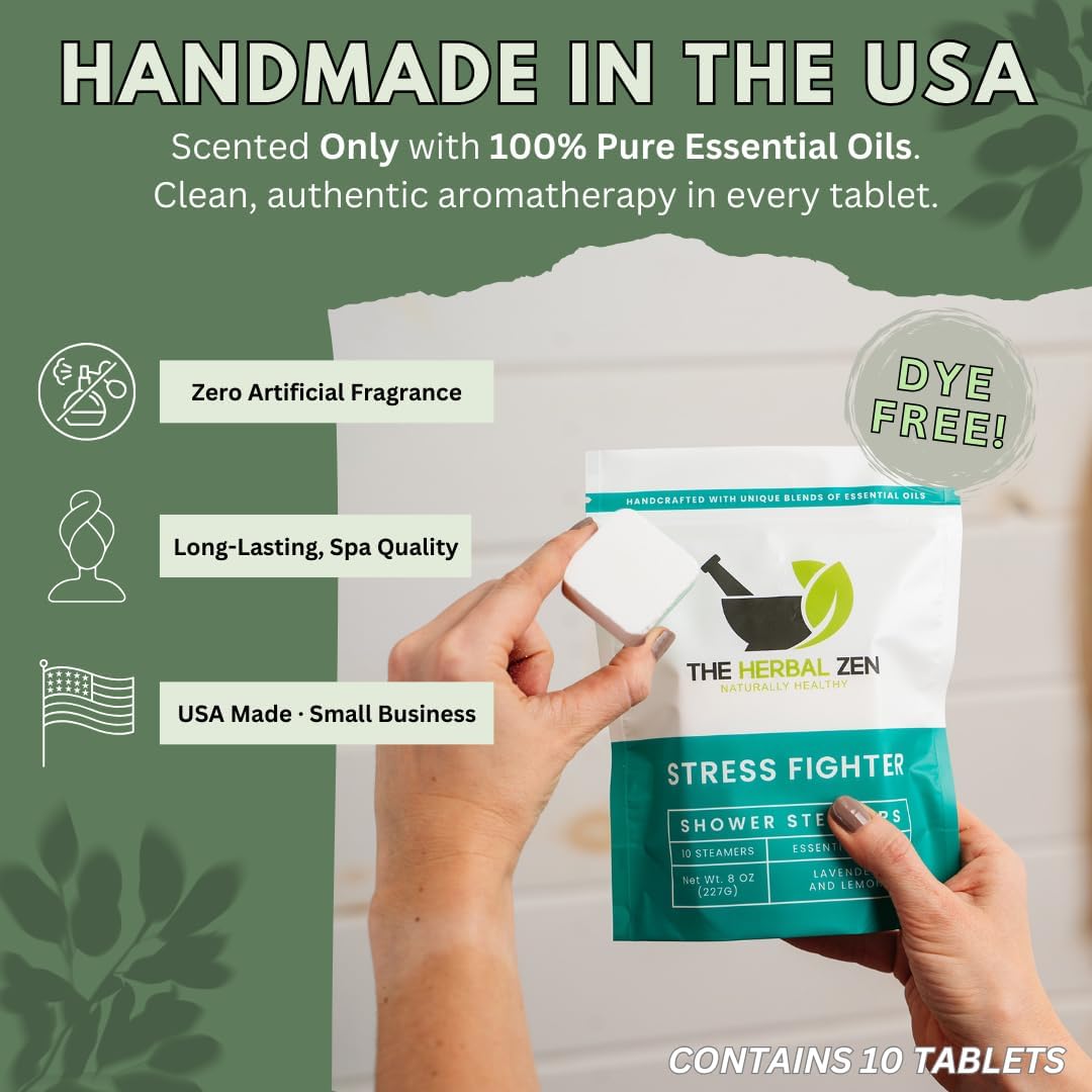 Stress Fighter Shower Steamers Aromatherapy for Relaxing - USA Made Valentines Day Gift for Her and Him - Lavender & Lemon Shower Bomb Tablets – Soothing Natural Essential Oils (10 Pack) - Image 5