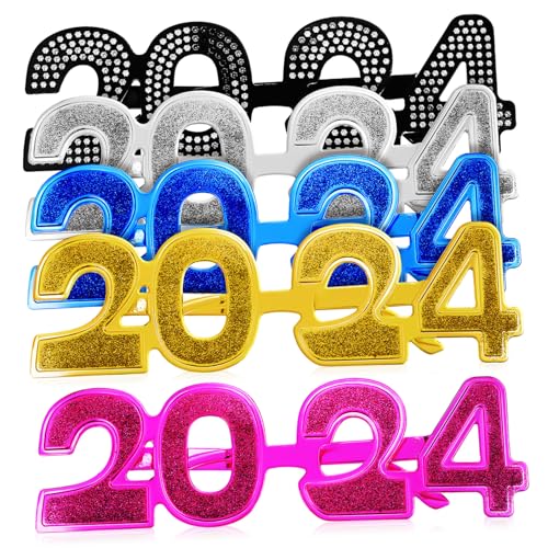 Alipis 5 Pcs Year Party Glasses Eyewear Electroplated Design Lightweight Comfortable for Graduation and Photo Props