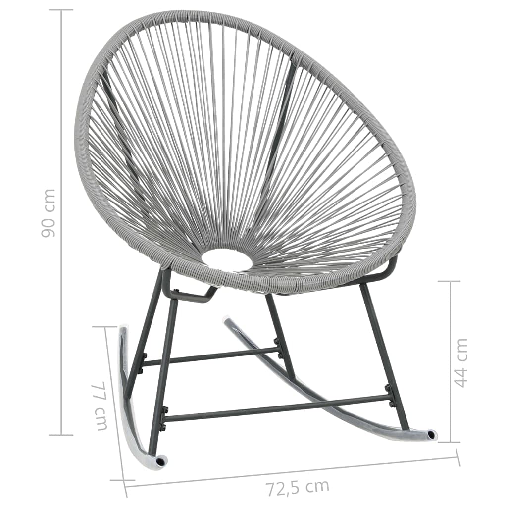 Sedia a dondolo da giardino, a forma di luna, per balconi, terrazze, soffitti, piscine, grigio, resistente alle intemperie, facile da montare