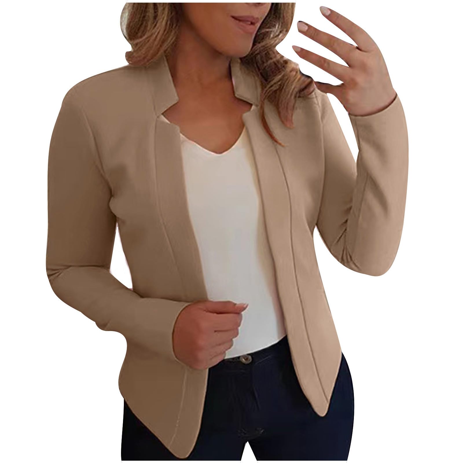 Womens Blazers Casual Open Front Business Blazer Fall Long Sleeve Work Office Outfit Collar Slim Work Office Blazer