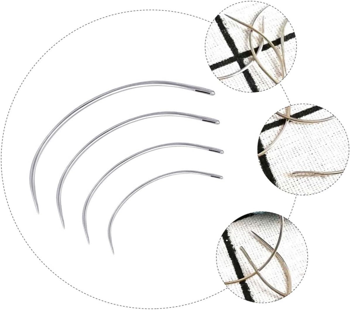 ULDIGI 200pcs Curved Hand Sewing Needles C Type for Doll Craft Repair Leather Quilting Kit with Eye for Easy Threading
