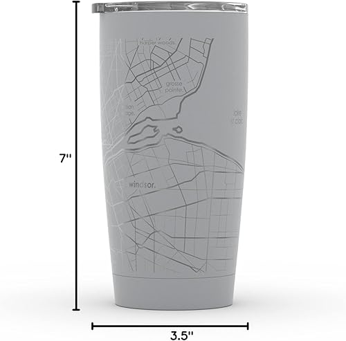 Vista 274 de Well Told Vaso de café aislado con diseño de mapa de Nueva York grabado, taza de acero inoxidable grabada (20 onzas, negro) con aislamiento de mapa