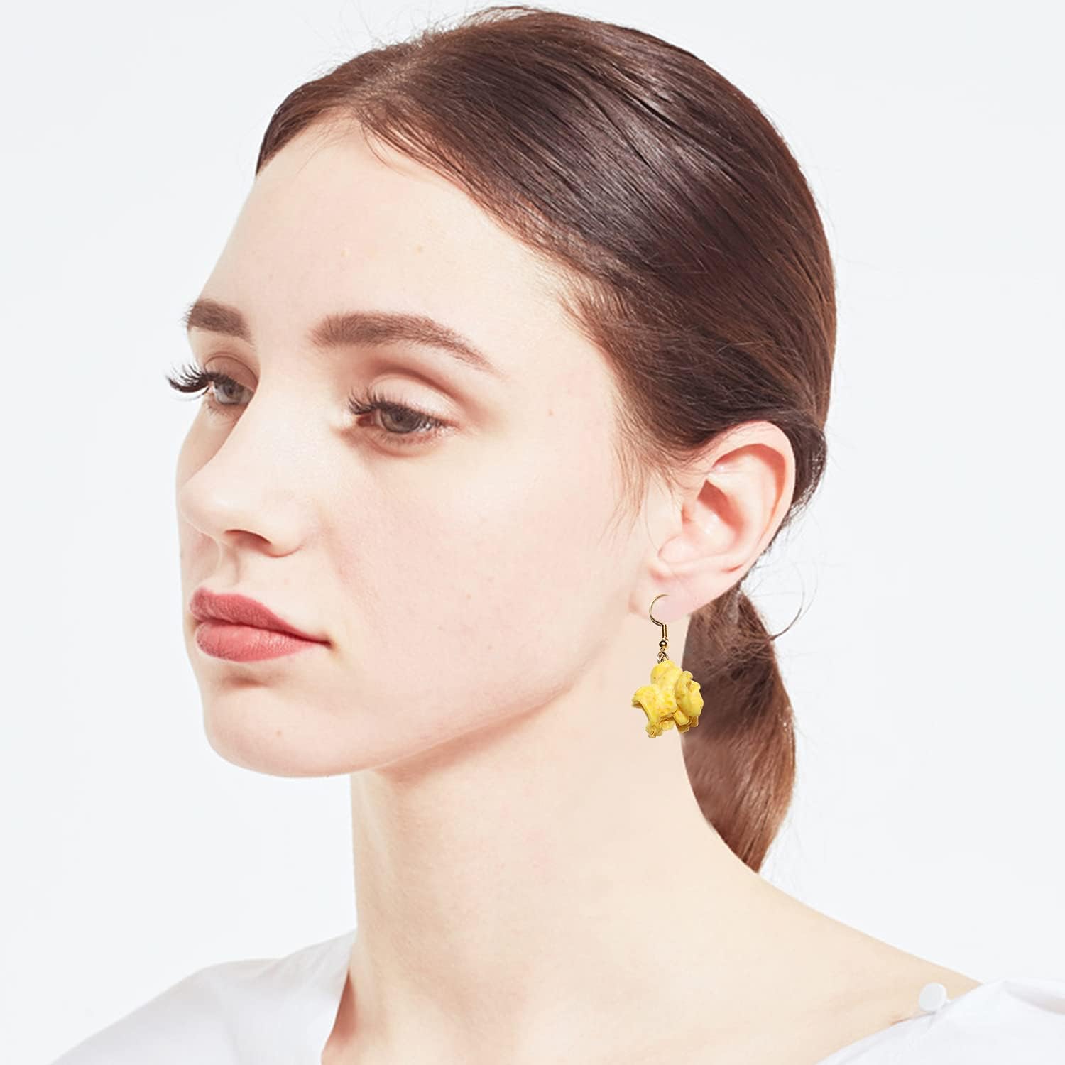 YUNXI 3 Pairs Handmade Resin Simulation Food Dangle Earrings Creative Cute Ice-Cream Cake Statement Drop Earrings Set Novelty Kawaii Funny Popcorn Biscuits Earrings for Women Jewelry - Image 4