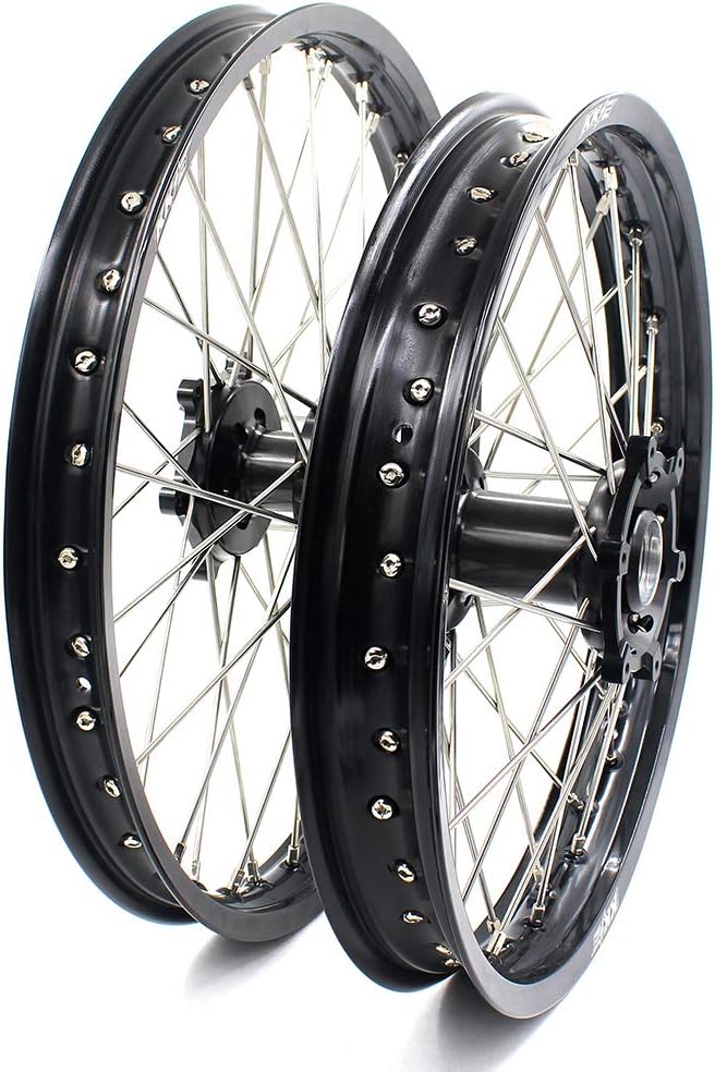 KKE 21/19 MX Wheels Set For SUZUKI RM125 1996-2008 RM250 1996-2008 Black Hubs
